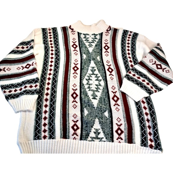 Cliffton Place Sweaters - Vtg 90s Clifton Place Sweater Women's L Aztec Geometric Southwest Made in USA